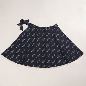 Black - Wrap Around Cotton Pochampally Ikat Skirt
