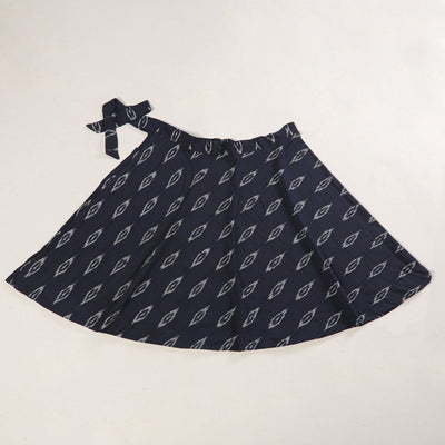 Black - Wrap Around Cotton Pochampally Ikat Skirt