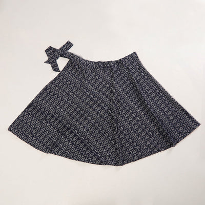 Black - Wrap Around Cotton Pochampally Ikat Skirt