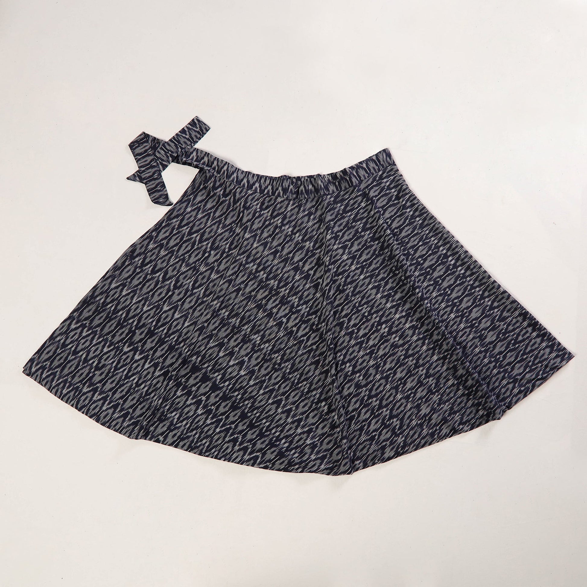 Black - Wrap Around Cotton Pochampally Ikat Skirt