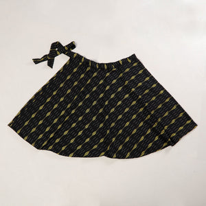 Black - Wrap Around Cotton Pochampally Ikat Skirt