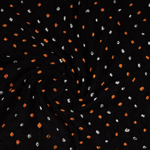 Black - Kutch Bandhani Tie-Dye Mul Cotton Precut Fabric