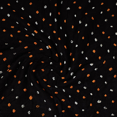 Black - Kutch Bandhani Tie-Dye Mul Cotton Precut Fabric