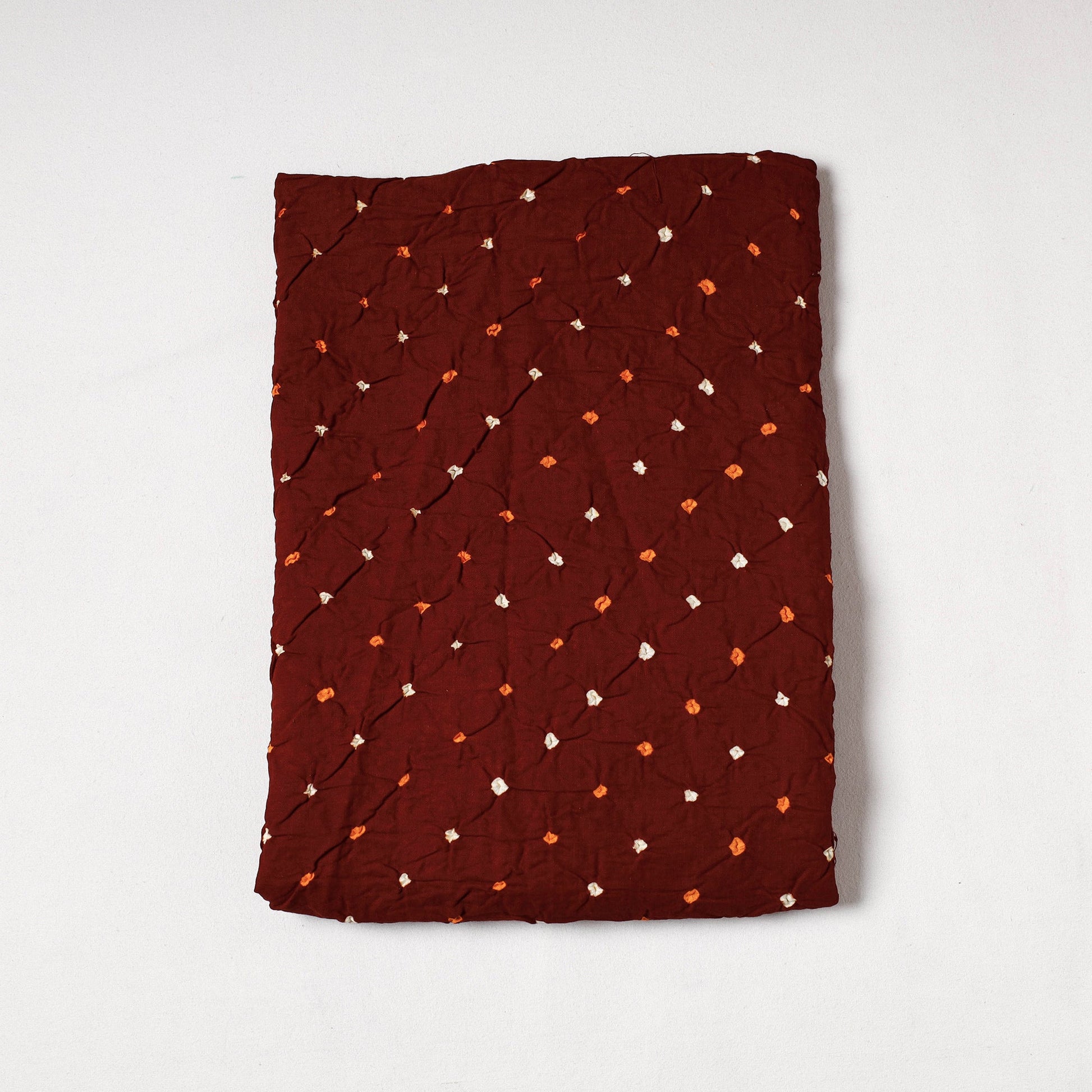 Brown - Kutch Bandhani Tie-Dye Mul Cotton Precut Fabric