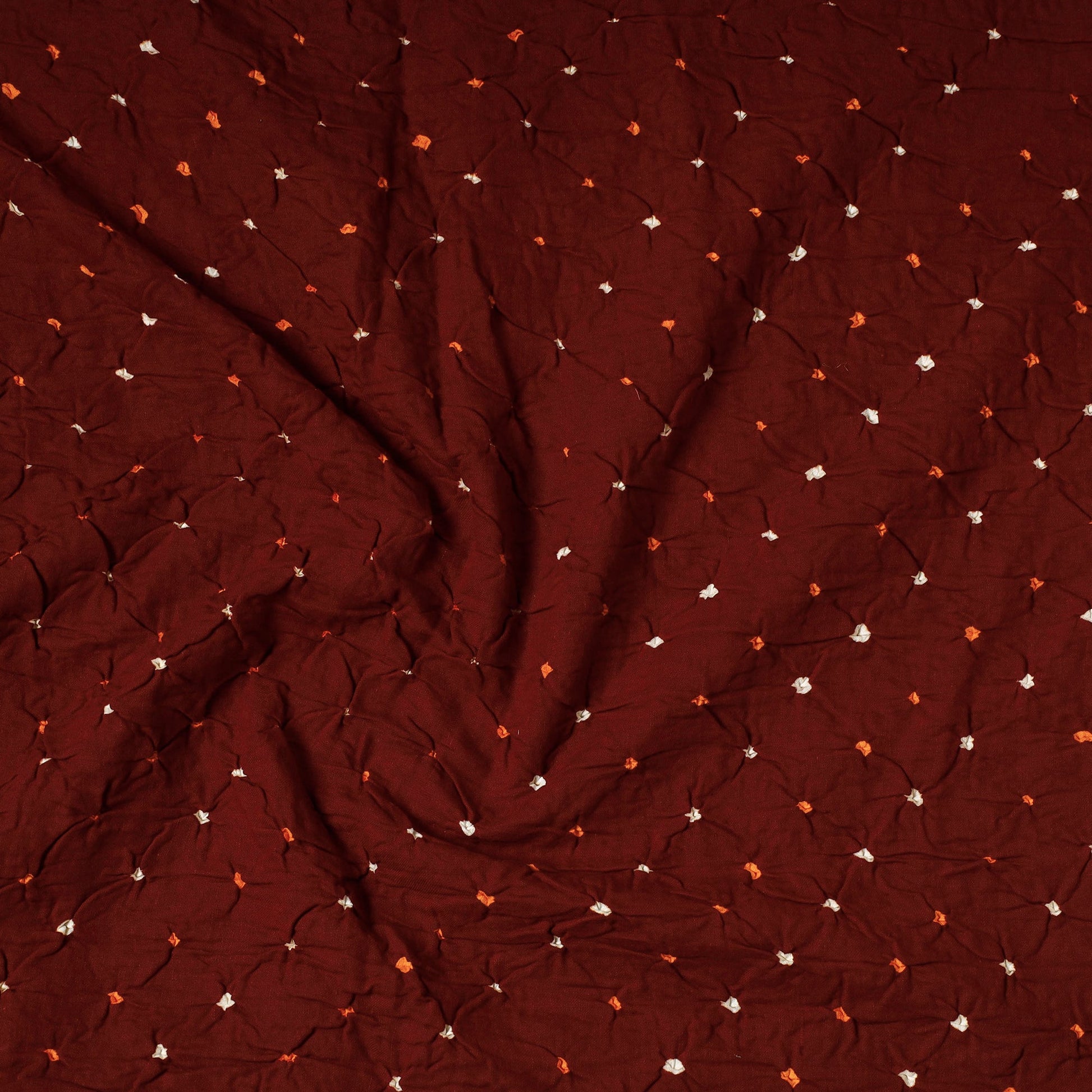 Brown - Kutch Bandhani Tie-Dye Mul Cotton Precut Fabric
