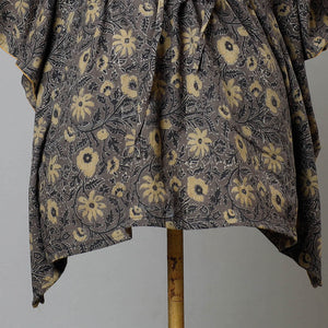 Brown - Ajrakh Block Printed Cotton Kaftan with Tie-Up Waist (Short)