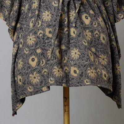 Brown - Ajrakh Block Printed Cotton Kaftan with Tie-Up Waist (Short)