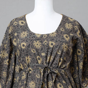 Brown - Ajrakh Block Printed Cotton Kaftan with Tie-Up Waist (Short)