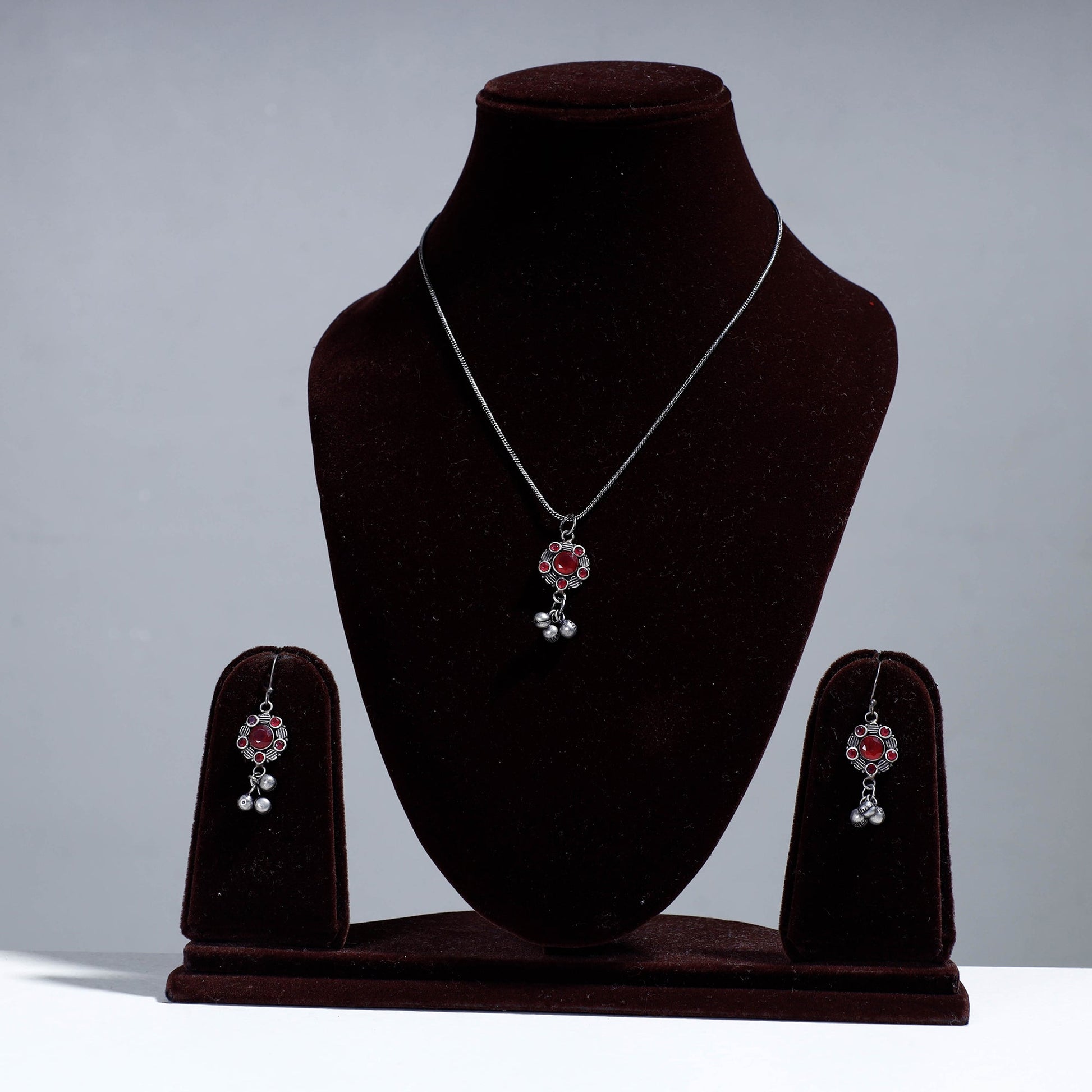 Antique Silver Finish Oxidised Brass Base Necklace set