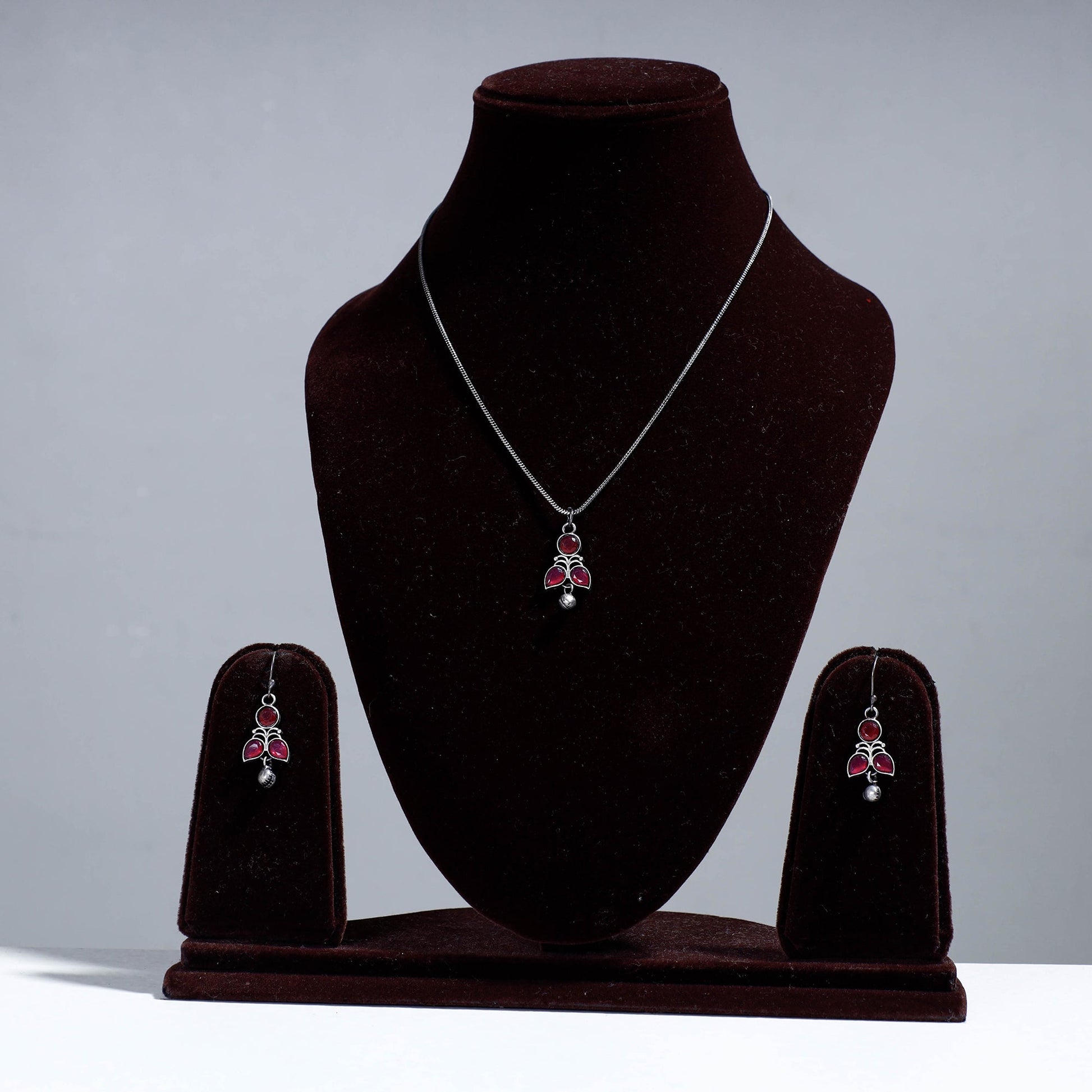 Antique Silver Finish Oxidised Brass Base Necklace set