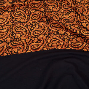 Black - Plain Cotton Double Bed Cover Set with Bagh Patchwork