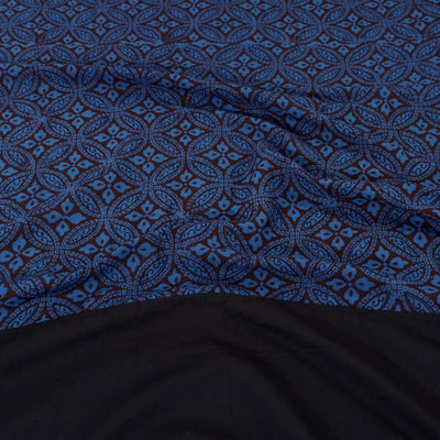 Black - Plain Cotton Double Bed Cover Set with Bagh Patchwork