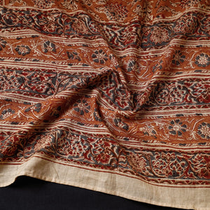 Brown - Kalamkari Block Printed Handloom Mangalagiri Cotton Stole