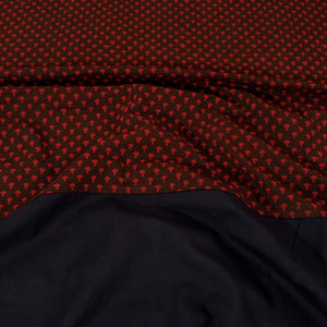 Black - Plain Cotton Double Bed Cover Set with Bagh Patchwork