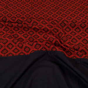 Black - Plain Cotton Double Bed Cover Set with Bagh Patchwork