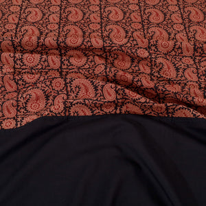 Black - Plain Cotton Double Bed Cover Set with Bagh Patchwork
