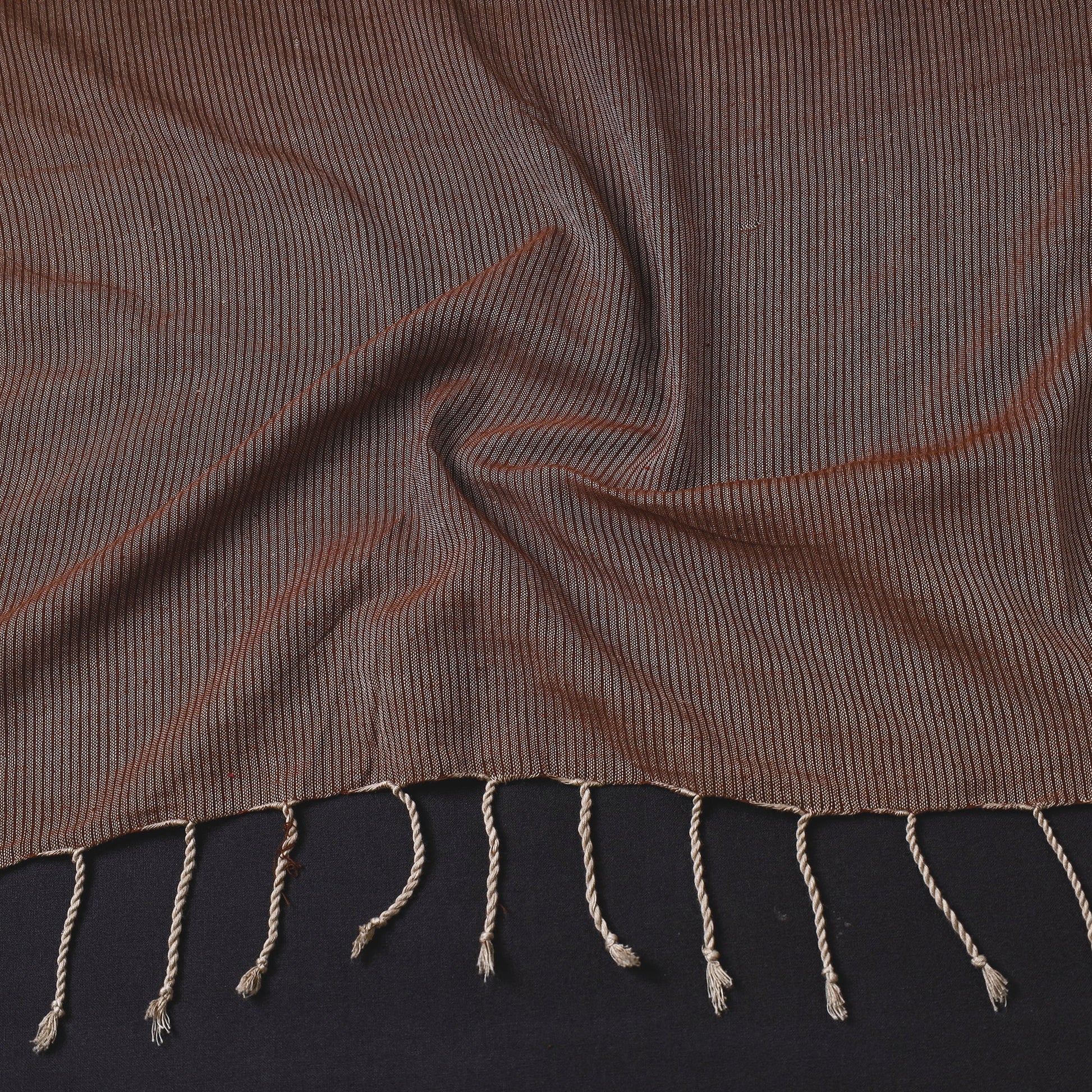 Brown - Mangalagiri Handloom Cotton Stole with Tassels