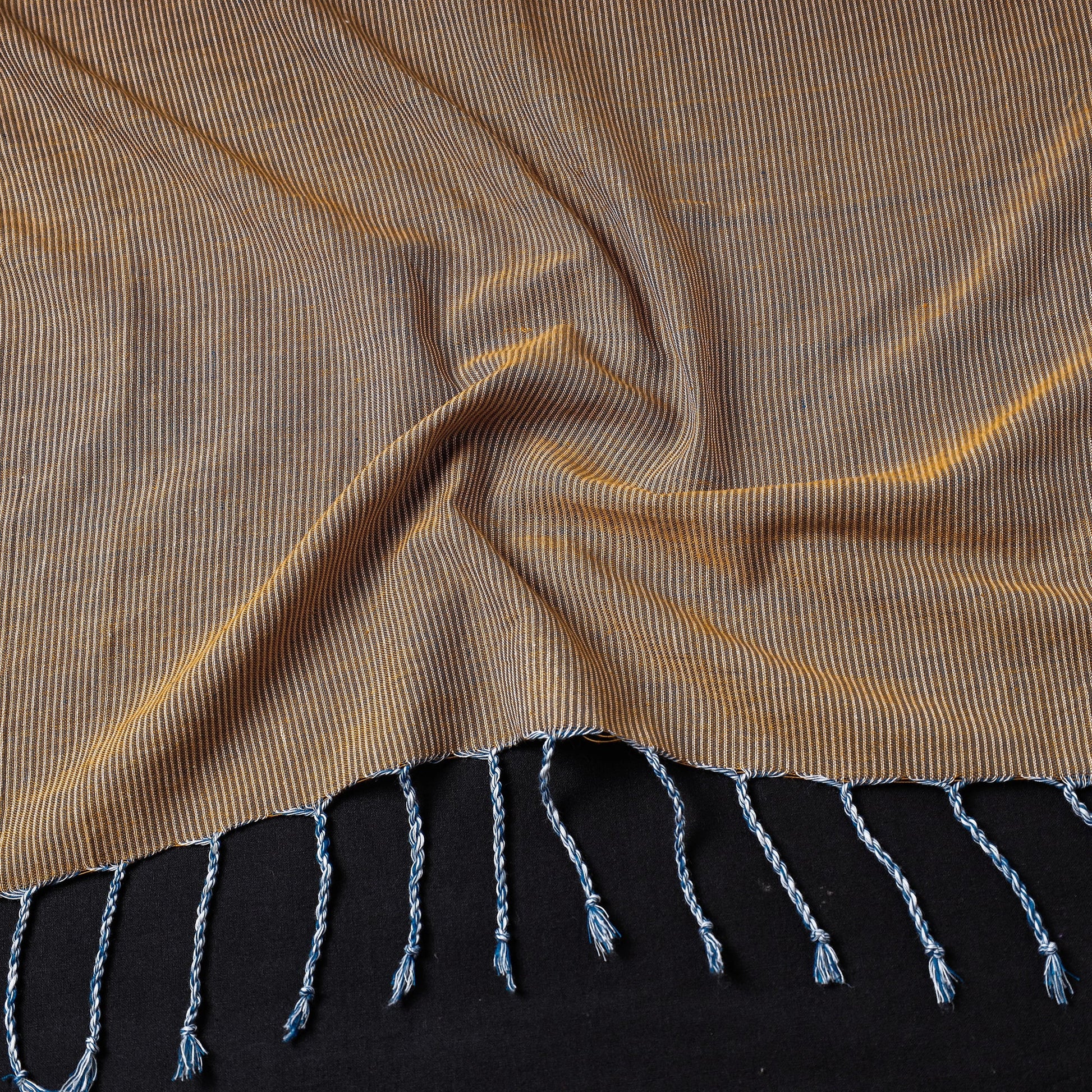 Brown - Mangalagiri Handloom Cotton Stole with Tassels