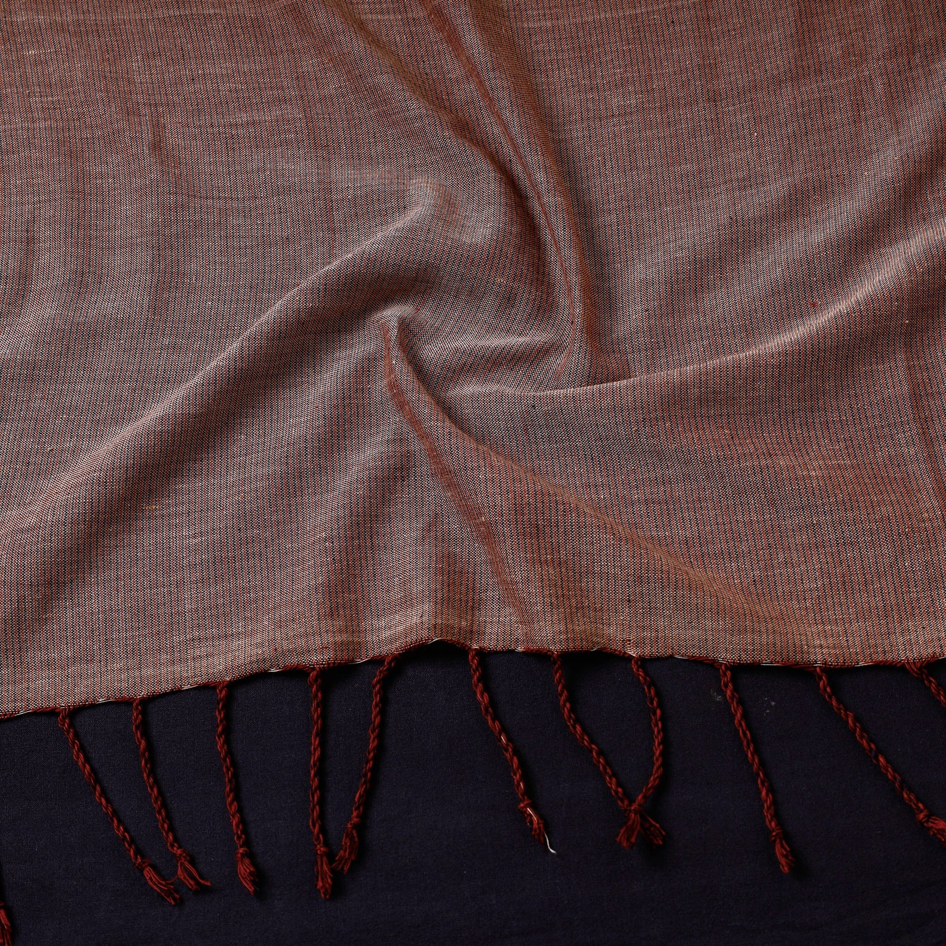 Brown - Mangalagiri Handloom Cotton Stole with Tassels