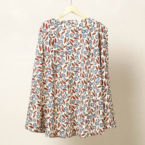Beige - Block Print Cotton Wrap Around Ajrakh Skirt