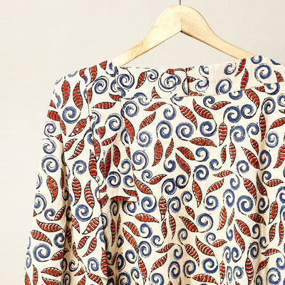 Beige - Block Print Cotton Wrap Around Ajrakh Skirt