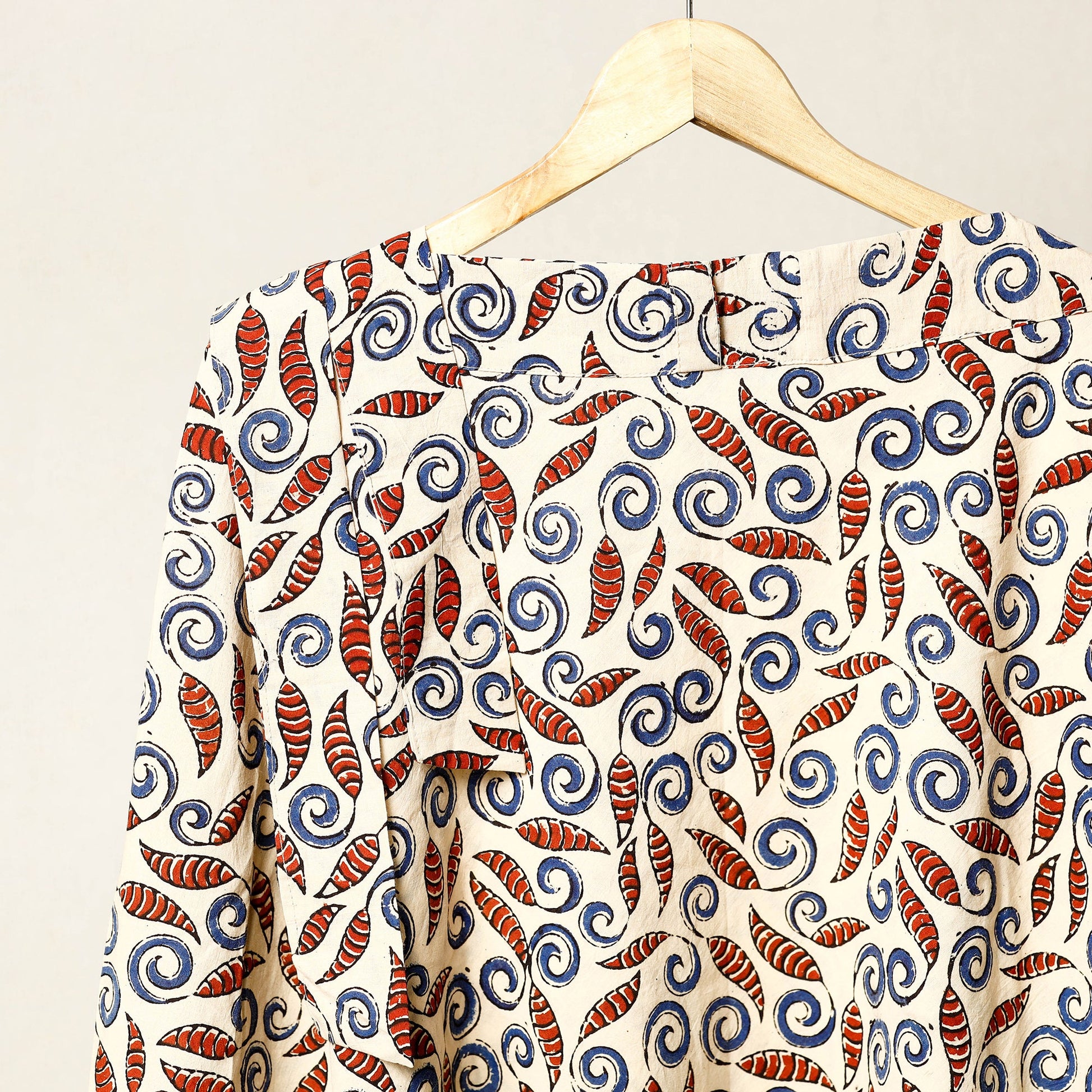 Beige - Block Print Cotton Wrap Around Ajrakh Skirt