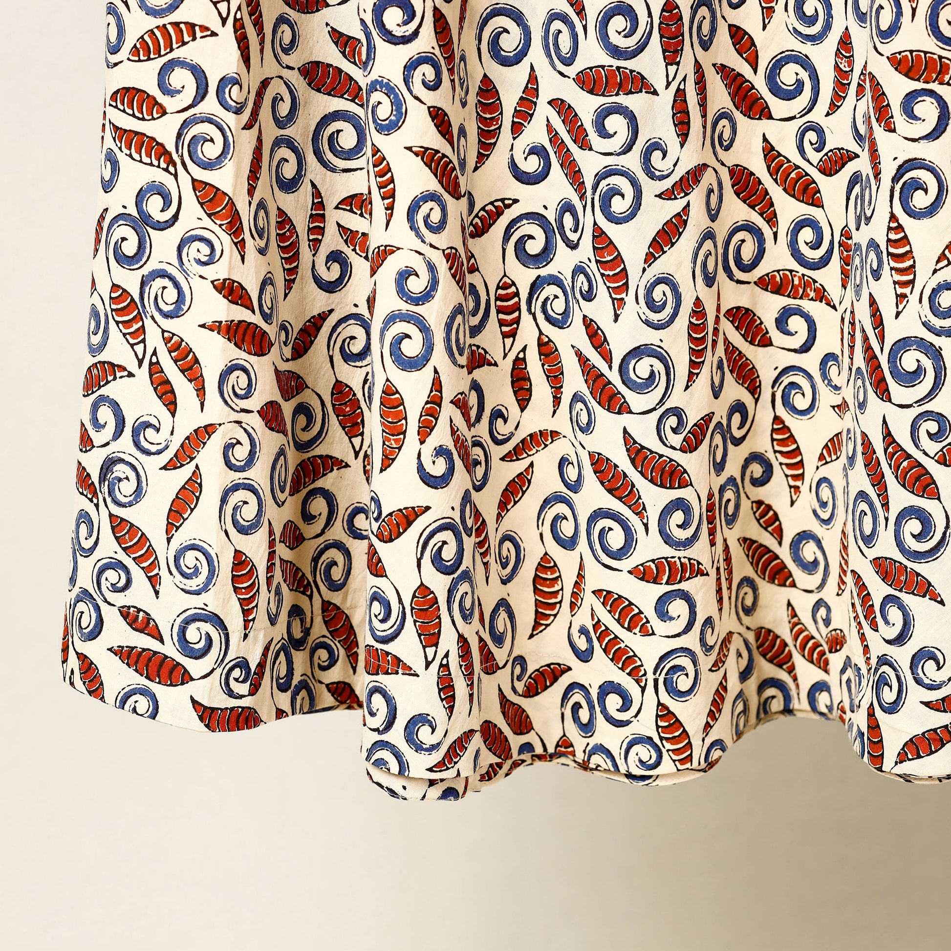 Beige - Block Print Cotton Wrap Around Ajrakh Skirt