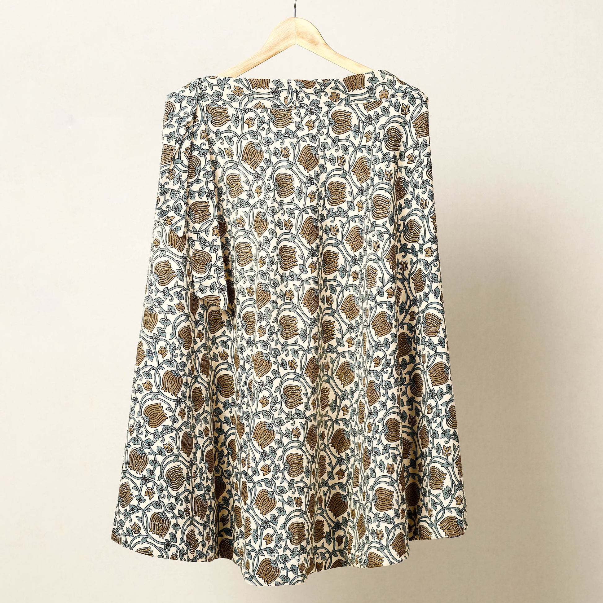 Brown - Block Print Cotton Wrap Around Ajrakh Skirt