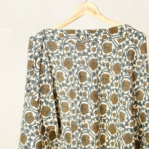 Brown - Block Print Cotton Wrap Around Ajrakh Skirt