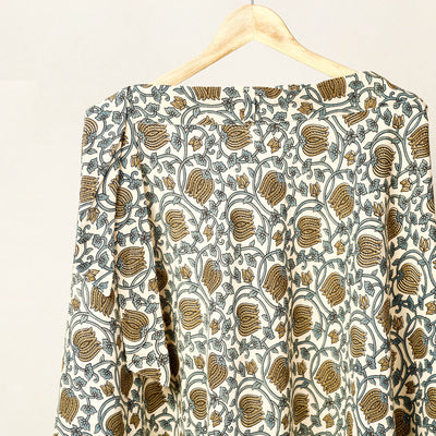 Brown - Block Print Cotton Wrap Around Ajrakh Skirt
