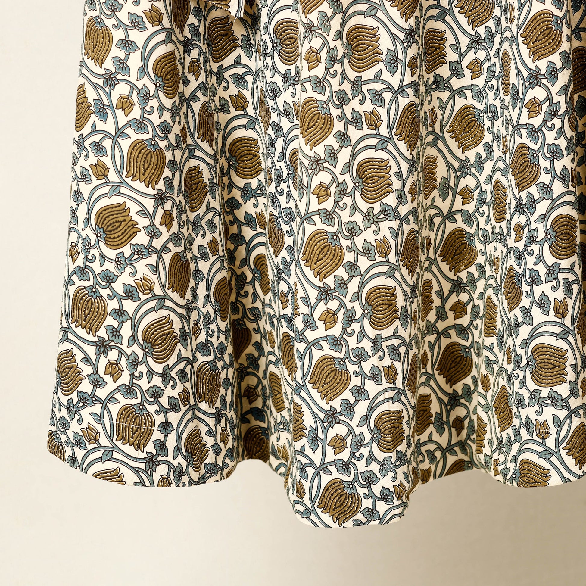 Brown - Block Print Cotton Wrap Around Ajrakh Skirt