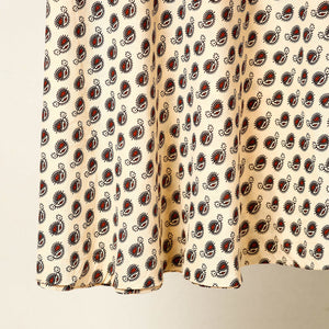 Beige - Block Print Cotton Wrap Around Ajrakh Skirt