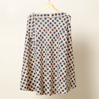 Beige - Block Print Cotton Wrap Around Ajrakh Skirt