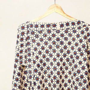 Beige - Block Print Cotton Wrap Around Ajrakh Skirt