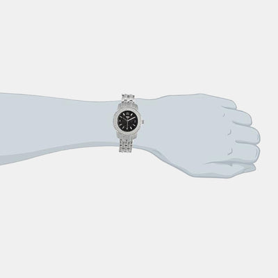 Fashion Women Quartz Black Dial Analog Stainless Steel Watch T2N147