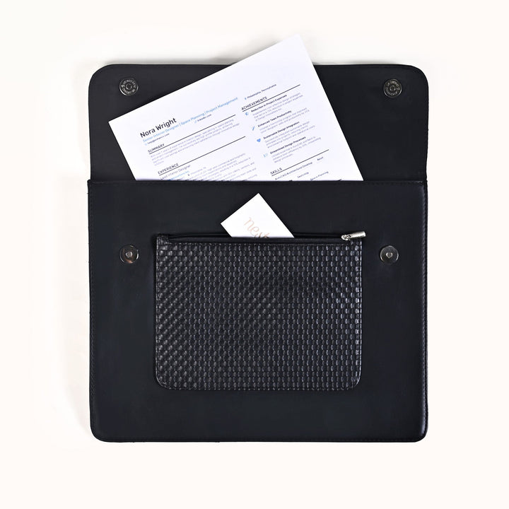 Black Multipurpose Office Folder With Zipper Pocket