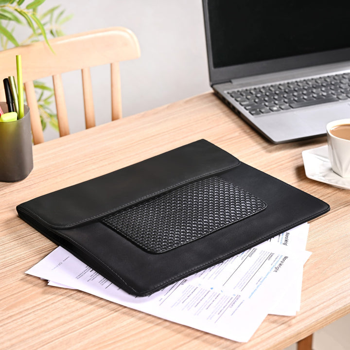 Black Multipurpose Office Folder With Zipper Pocket