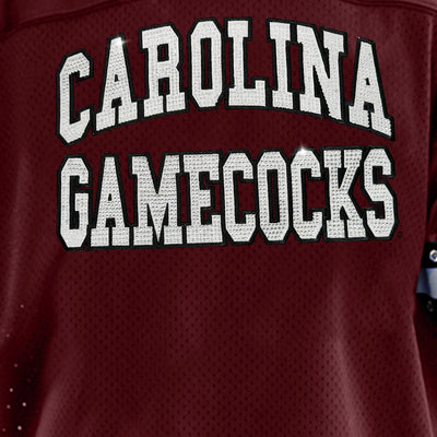 SOUTH CAROLINA GAMECOCKS UNTIL KICKOFF OVERSIZED V-NECK RHINESTONE-STRIPED TRIM FASHION JERSEY