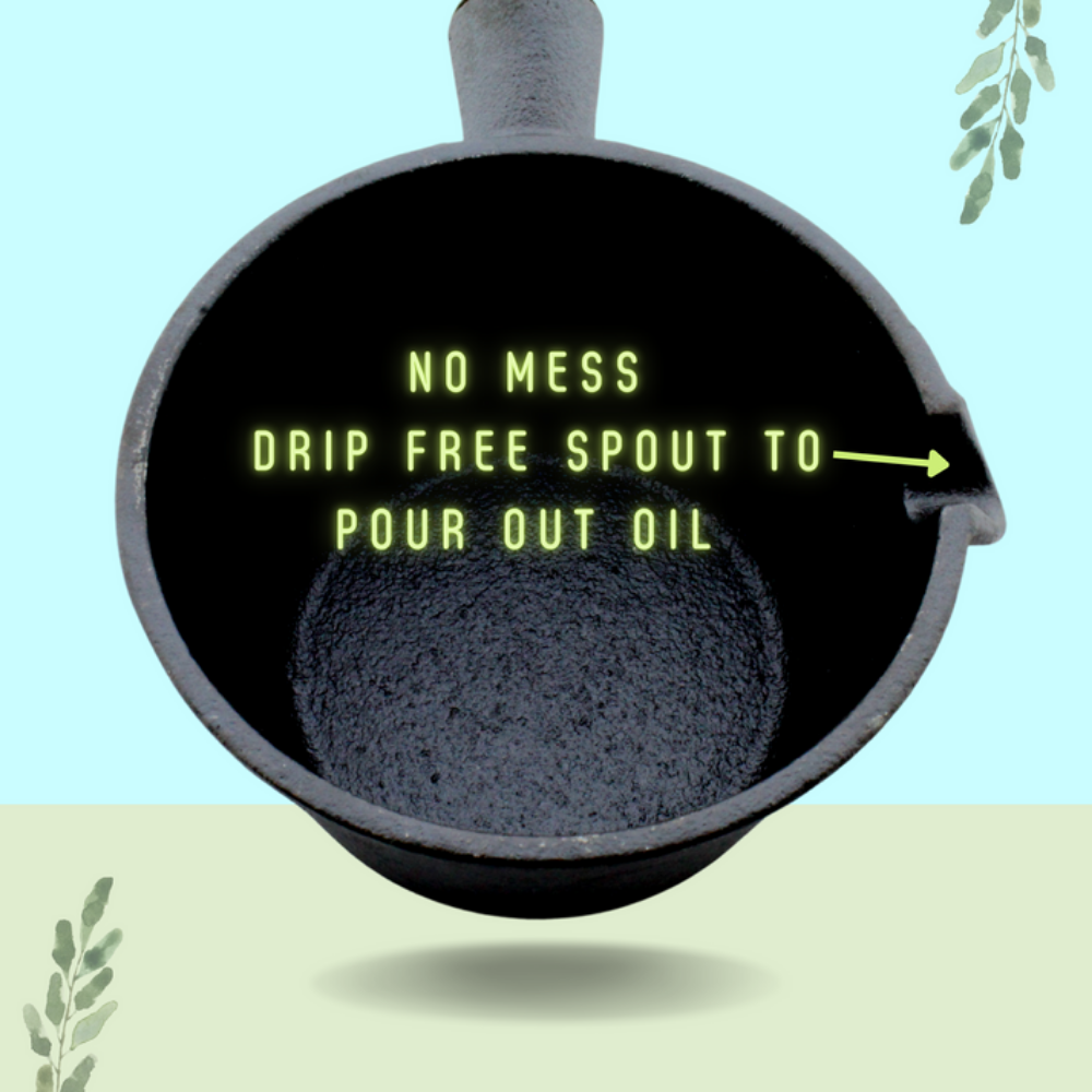 Trilonium Cast Iron 11 cm Tadka Pan | Gas & Induction Compatible | Silver