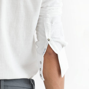 Rare Rabbit Men's Taison White Cotton Fabric Full Sleeves Denim Shirt