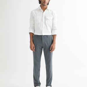 Rare Rabbit Men's Taison White Cotton Fabric Full Sleeves Denim Shirt