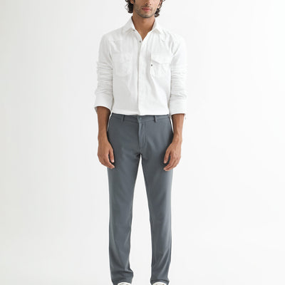 Rare Rabbit Men's Taison White Cotton Fabric Full Sleeves Denim Shirt