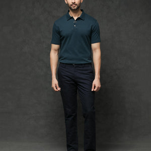 Rare Rabbit Mens Tang Petrol Short Sleeve Solid Polo T-Shirt