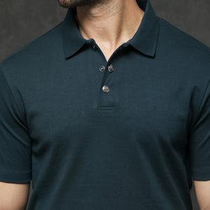 Rare Rabbit Mens Tang Petrol Short Sleeve Solid Polo T-Shirt