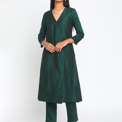 Green Silk Angrakha Set | Relove