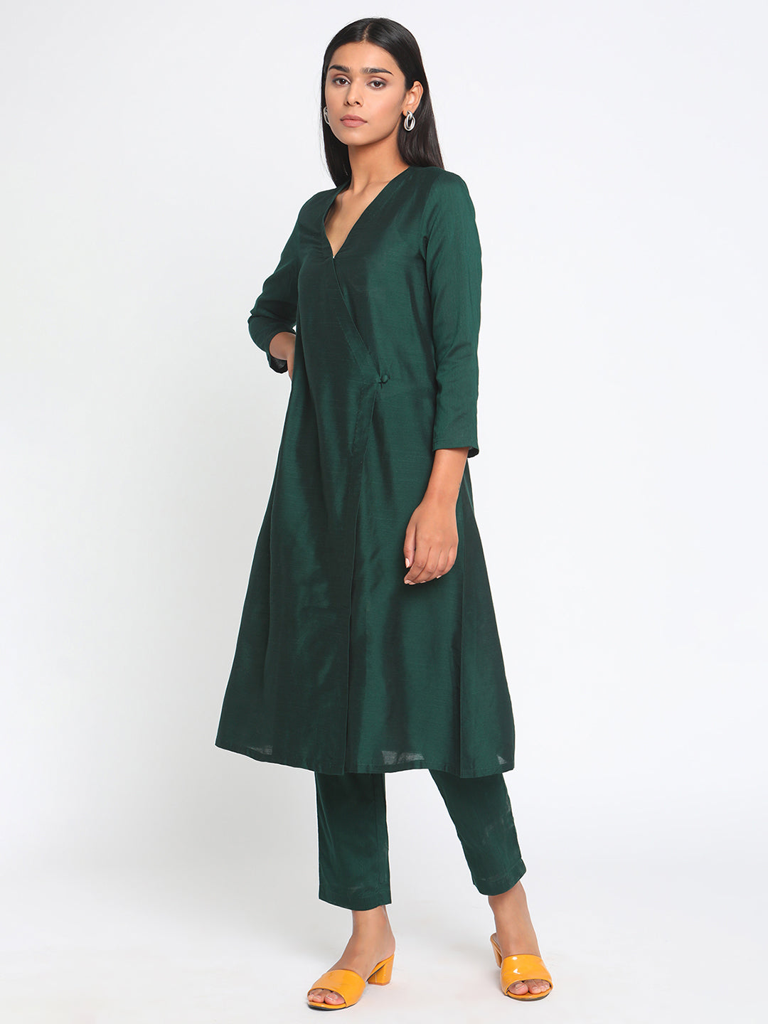 Green Silk Angrakha Set | Relove