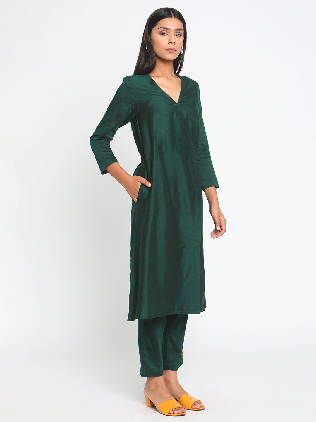 Green Silk Angrakha Set | Relove