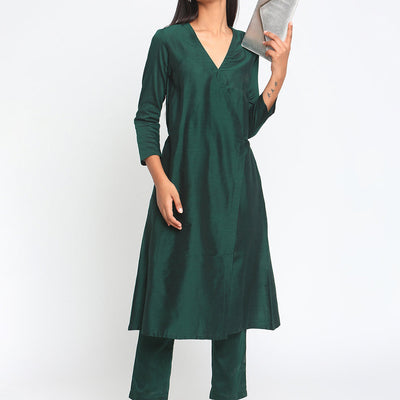 Green Silk Angrakha Set | Relove