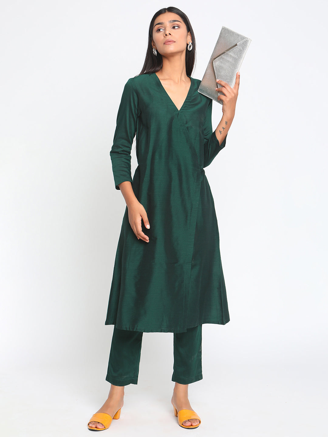 Green Silk Angrakha Set | Relove