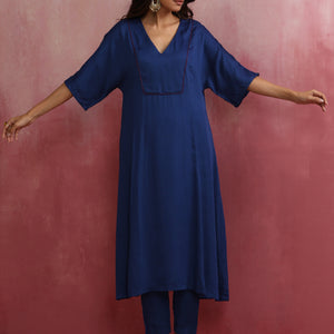 trueBrowns Blue Modal Kimono sleeve Kurta set